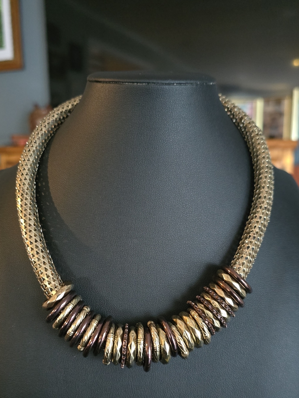 Gold and Bronze Statement Necklace - Women Jewelry